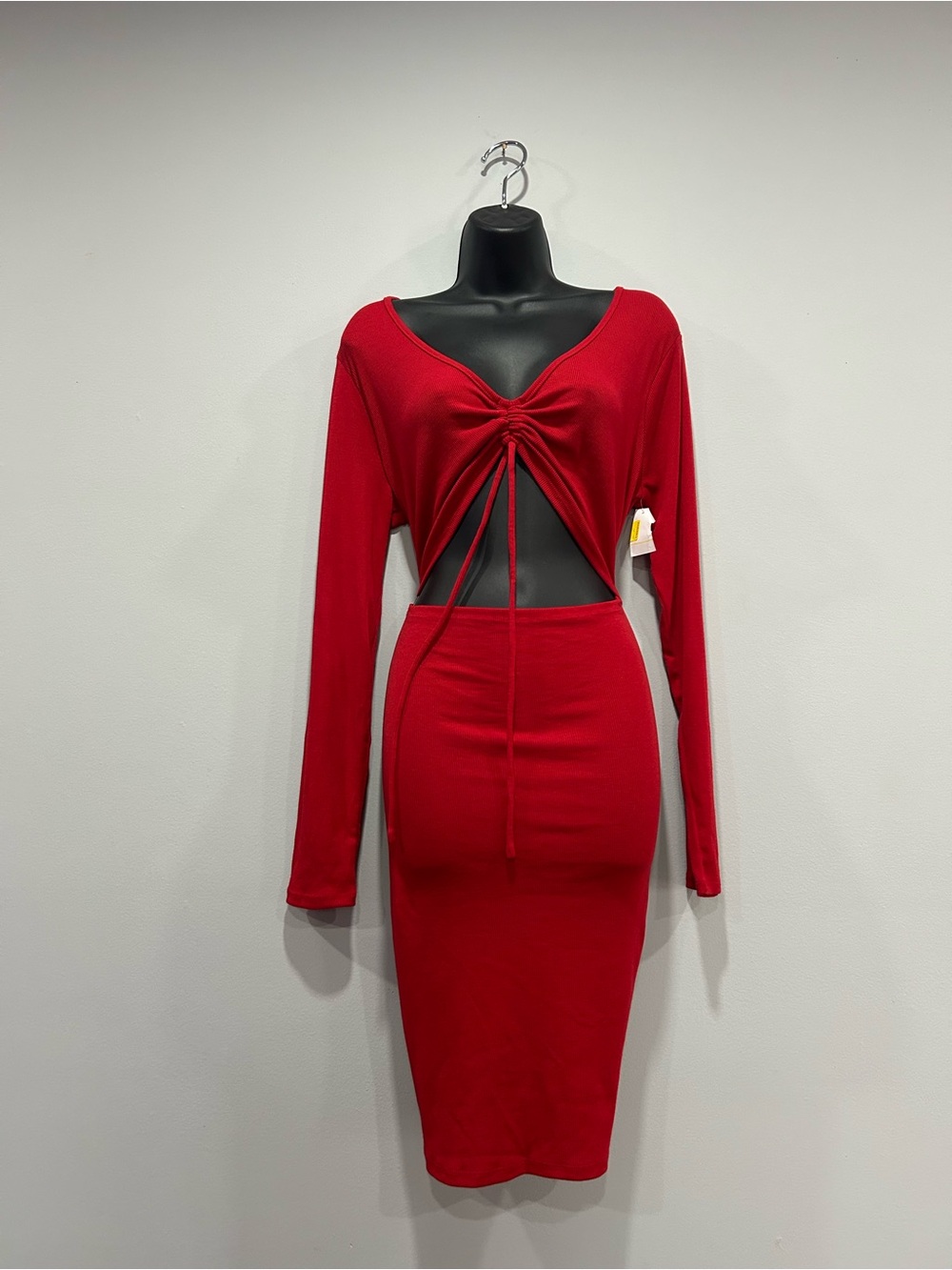 BCBG Red Tie-Front High-Waist Midi Skirt Set